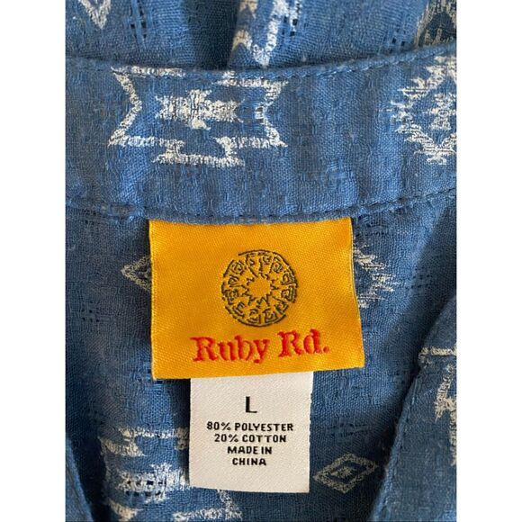 Ruby Rd. tie front button up printed shirt size L - Picture 8 of 10